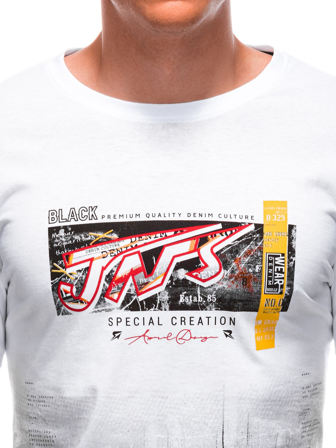 Men's printed t-shirt S1890 - white