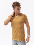 BASIC classic men's tee-shirt with serape neckline - mustard melange V19 S1369