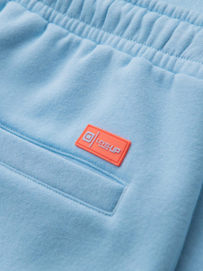 Szorty dresowe unisex ze ściągaczem w pasie – błękitne V8 OU-SRBC-0101