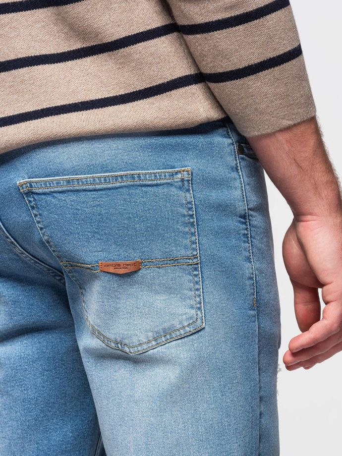 Spodnie męskie jeansowe SLIM FIT z przetarciami - jasnoniebieskie V1 OM-PADP-0255