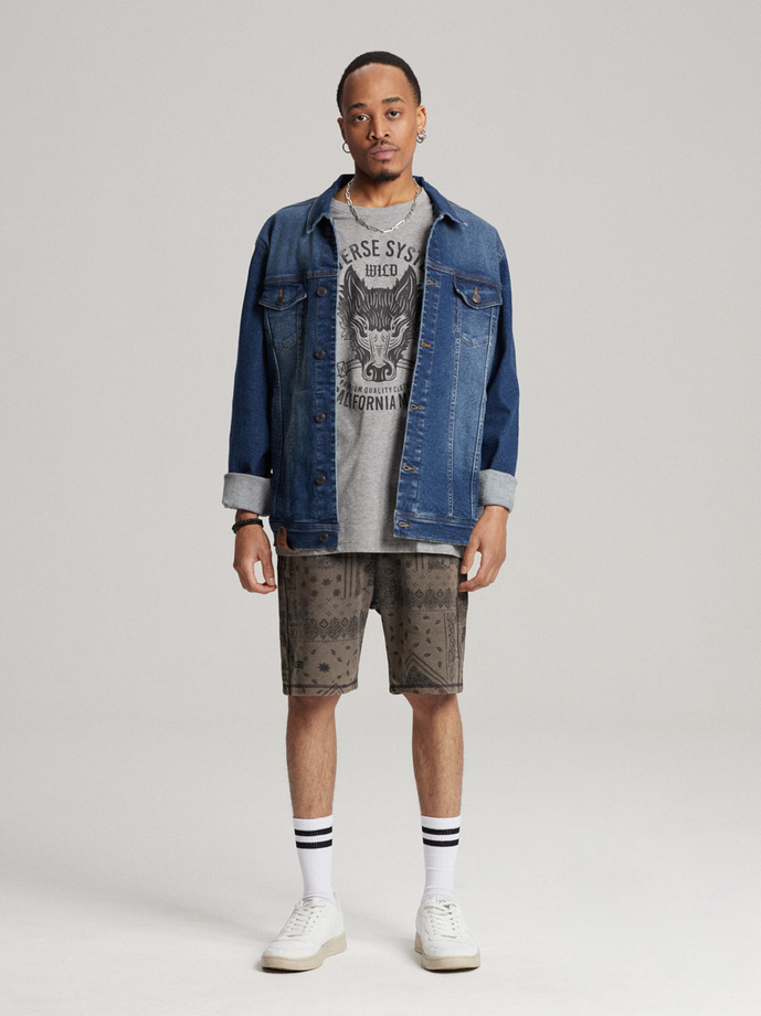 Men's printed T-shirt WOLF CALI S1819 - grey melange