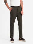 Men's REGULAR FIT chino pants with fine texture - dark green V4 OM-PACP-0184