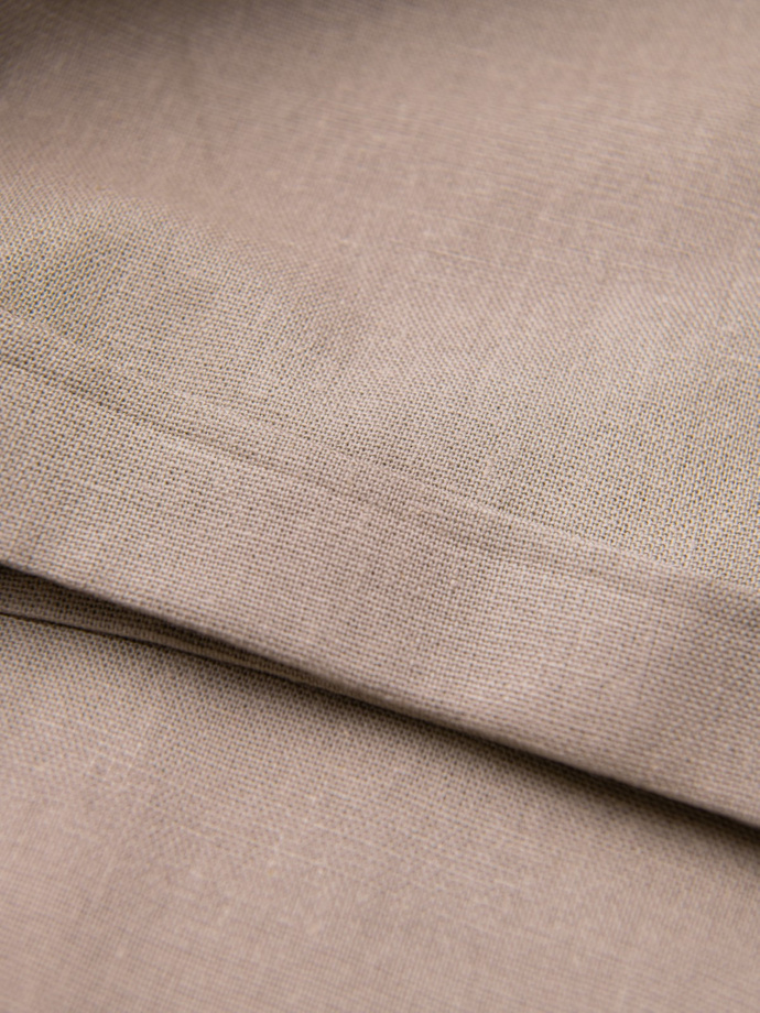 Men's linen blend rolled up chino pants - light brown V3 OM-PACP-0198