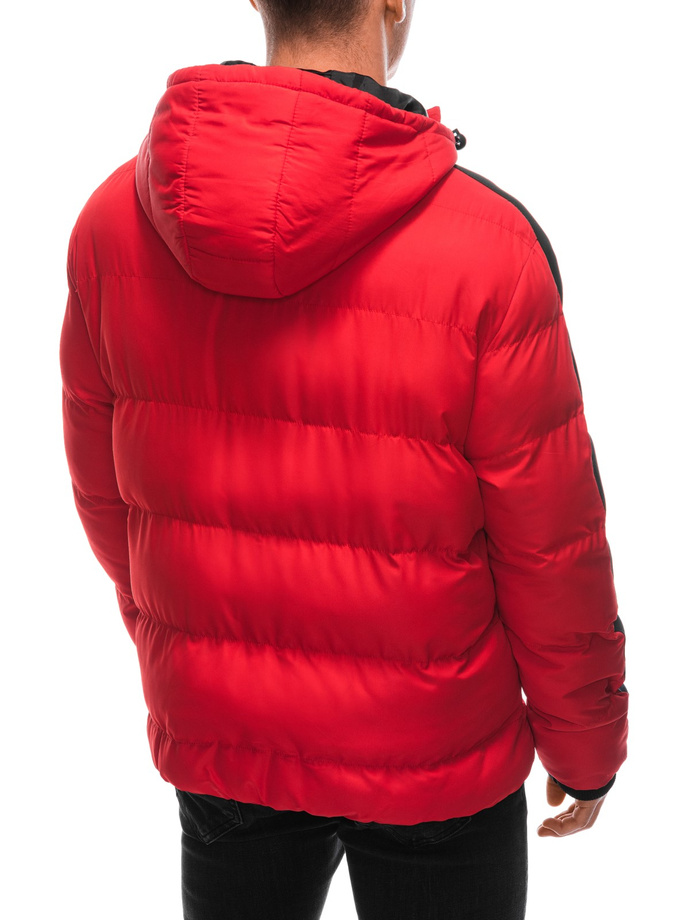 Men's quilted winter jacket - red V2 EM-JAHP-0101