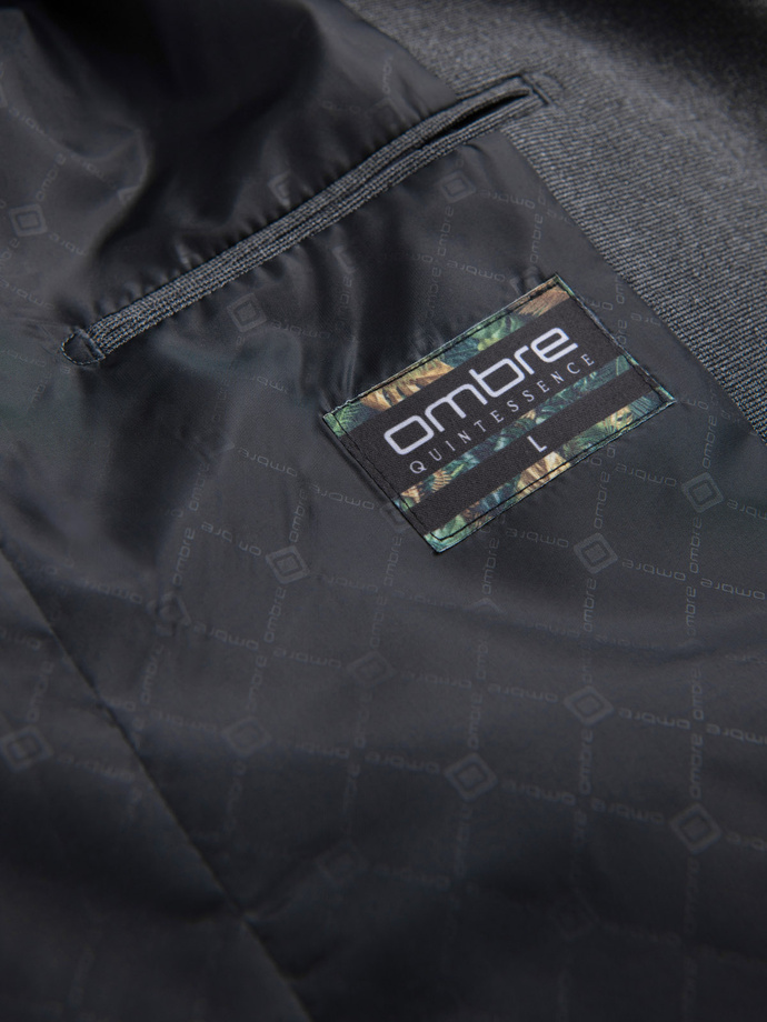 Elegant men's blazer with decorative buttons on cuffs - graphite V1 OM-BLZB-0114