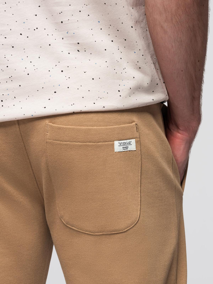 Męskie spodnie dresowe z nogawką bez ściągacza - brązowe V2 OM-PABS-0206