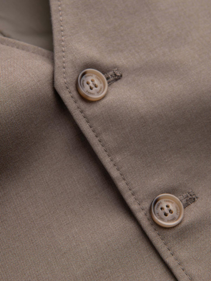 Men's suit vest without lapels - beige V2 OM-BLZV-0112