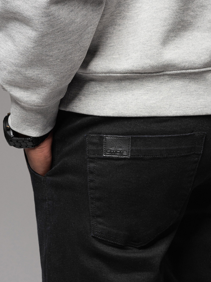 Jeansowe joggery męskie z lampasami – czarne V2 OM-PADJ-0156
