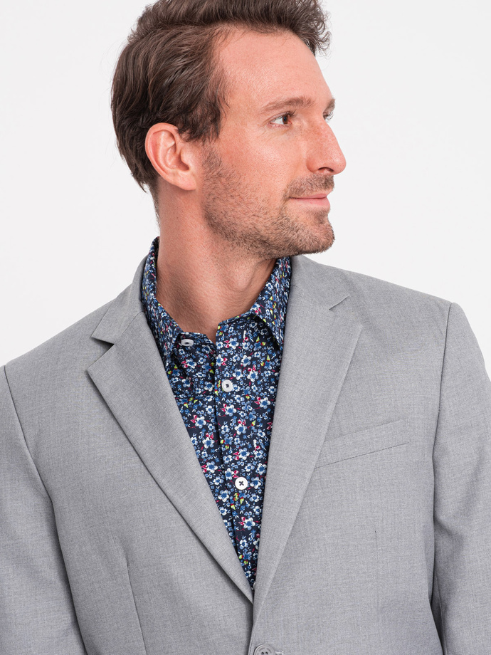 Classic men's jacket with pillowcase pocket - grey V1 OM-BLZB-0115