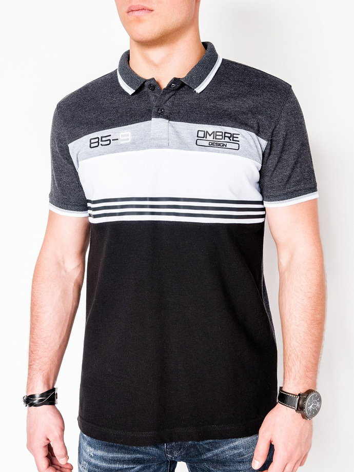 Men's plain polo shirt - dark grey S913