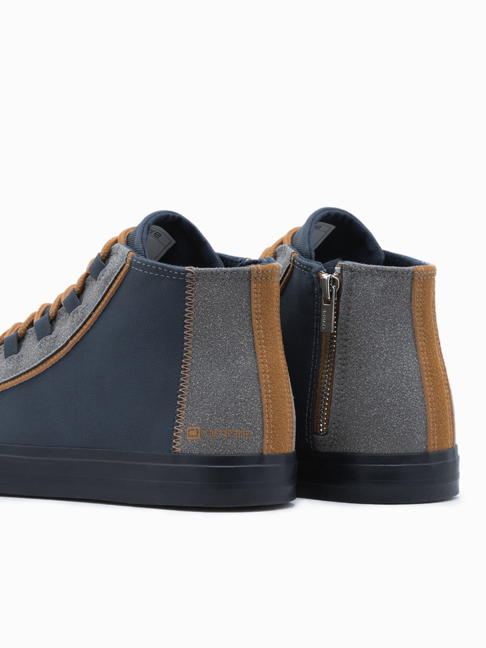 Men's sneakers shoes with contrasting elements - navy blue V2 OM-FOTH-0140