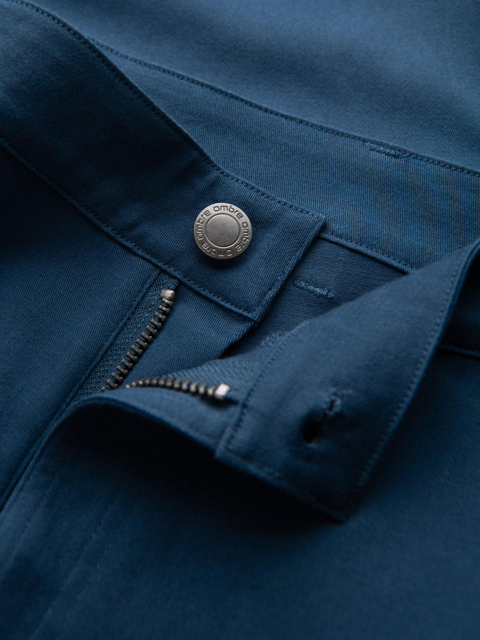 Men's STRAIGHT LEG cargo pants with zippered pockets - dark blue V1 OM-PACG-0204