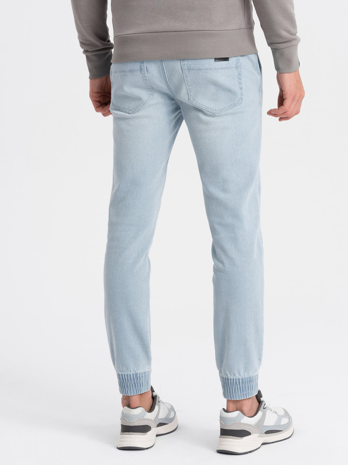 Men's JOGGER denim pants with rubbing - light blue V1 OM-PADJ-0150