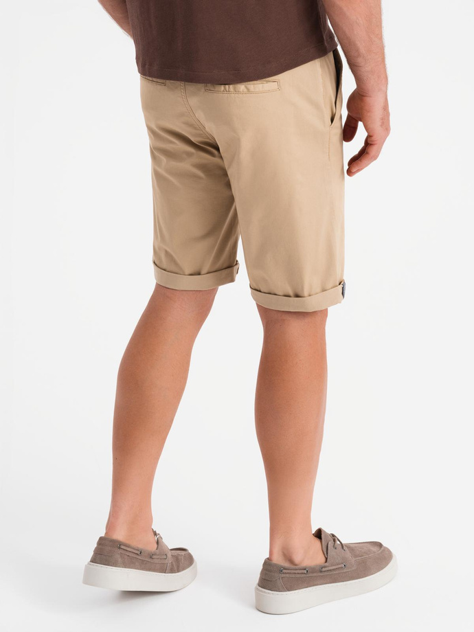 Classic men's chino shorts with rolled up leg - beige V11 OM-SRCS-0197
