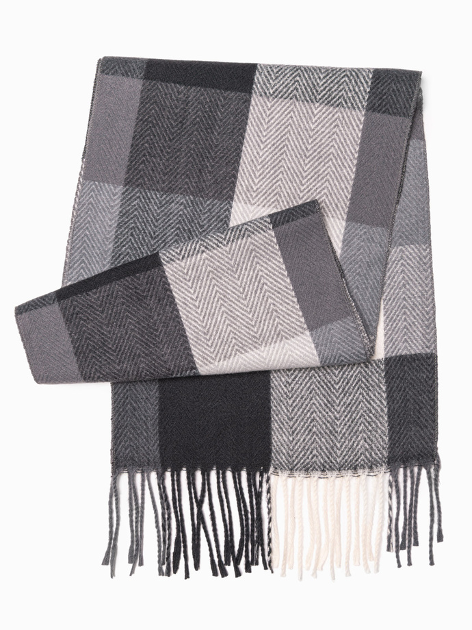 Men's scarf  - dark grey/white A408