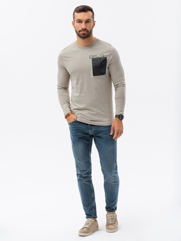 Longsleeve męski z kieszonką - szary V2 L130