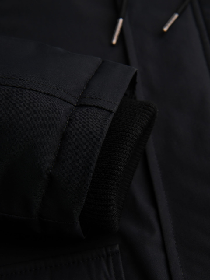 Classic long men's parka jacket - black V6 OM-JAPJ-0313