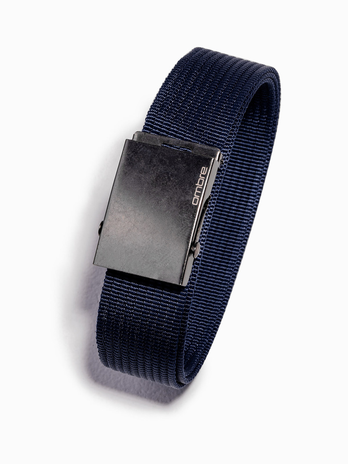 Men's belt with metal buckle - navy blue A376