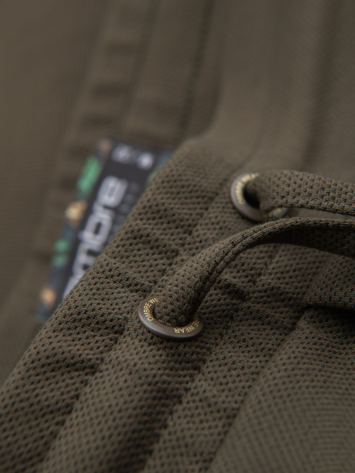 Męskie dzianinowe szorty z podwiniętymi nogawkami – oliwkowe V5 OM-SRCS-0170