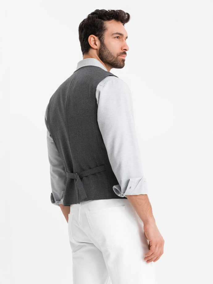 Men's suit vest with collar - graphite V2 OM-BLZV-0109