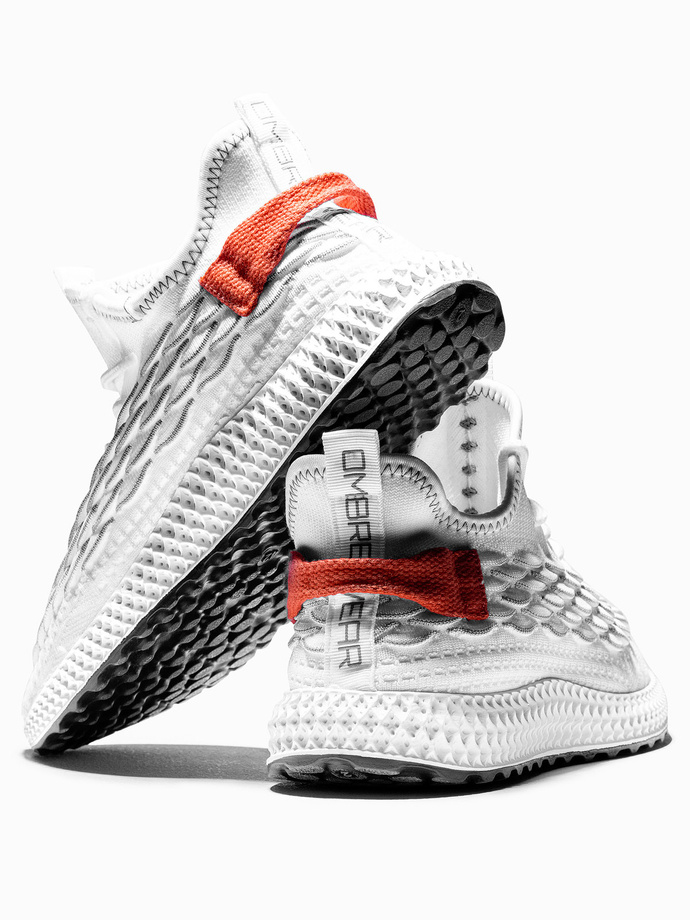 Lekkie buty męskie sneakersy sznurowane - białe V2 OM-FOKS-0141