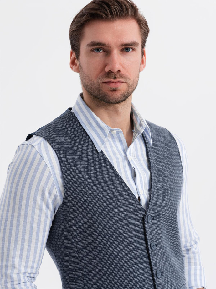 Men's elegant set suit vest + shorts - navy blue V1 Z112