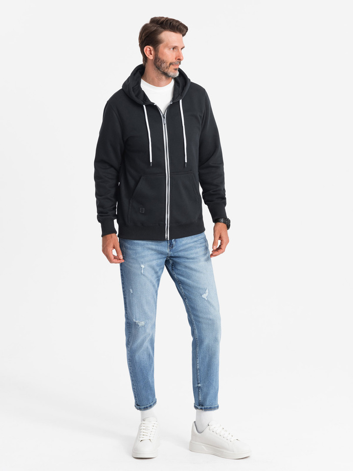 Bluza męska rozpinana z kapturem BASIC - czarna V1 B977