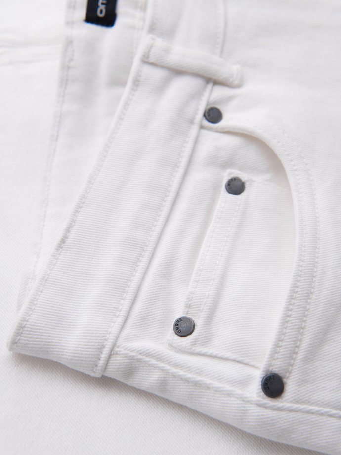 Men's denim classic shorts with rolled up leg - white V1 OM-SRDS-0162