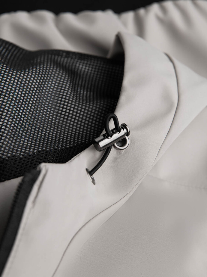 Men's lightweight jacket with mesh lining and hood - grey V6 OM-JANP-0149