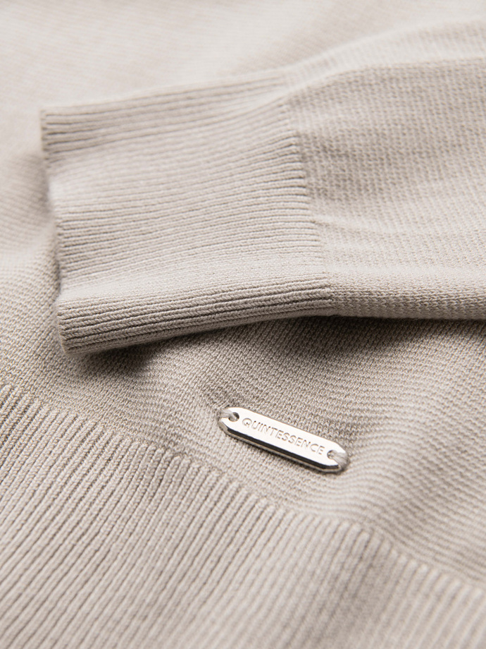 Men's sweater with round neckline in stretch knit with classic weave - beige V3 OM-SWSW-0183