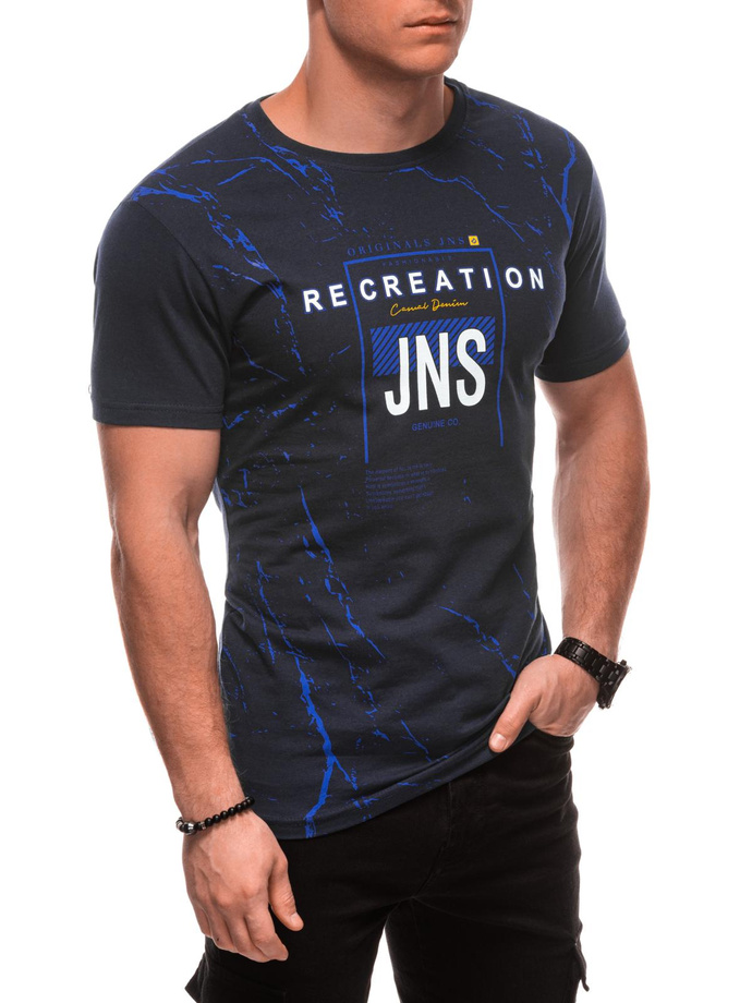 Men's printed t-shirt S2037 - navy blue