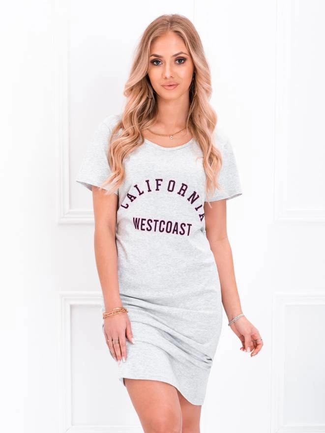 Piżama damska koszula nocna ULR191 - szara