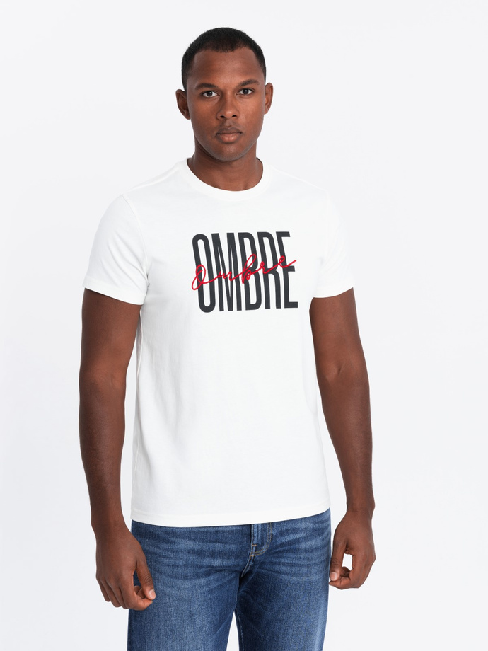 Men's cotton t-shirt with double logo - white V1 OM-TSPT-0210