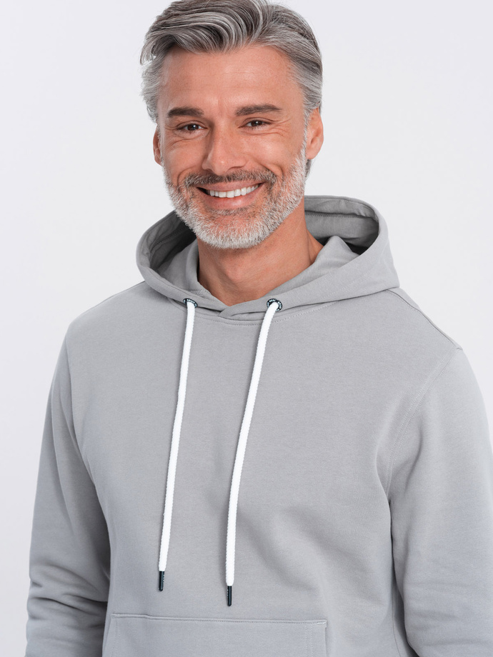 Men's kangaroo hooded sweatshirt - gray V8 OM-SSBN-0177