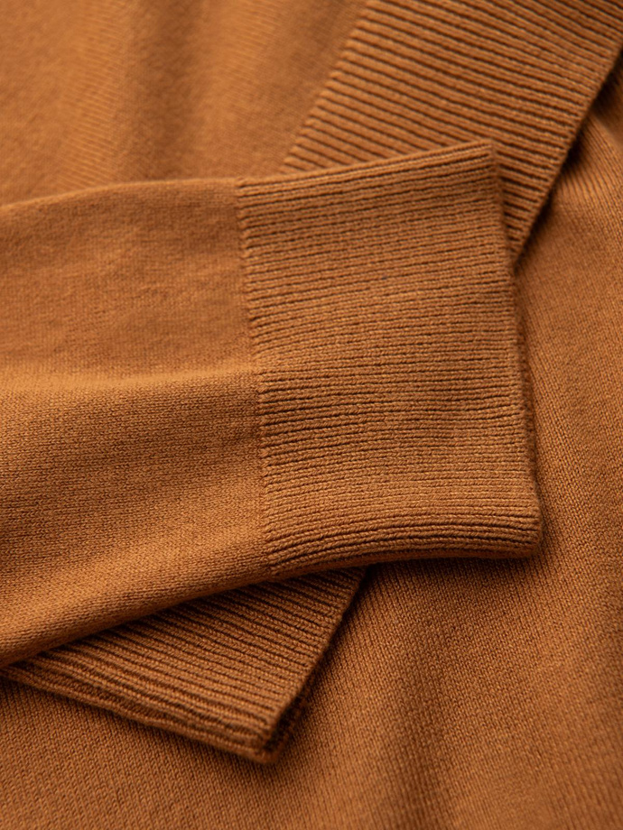 Men's knitted single-color turtleneck with viscose - camel V8 OM-SWTN-0101