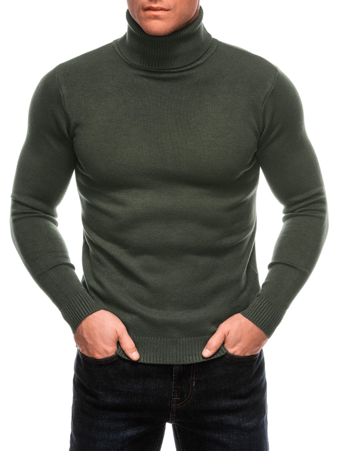 Men's turtleneck sweater E248 - olive green