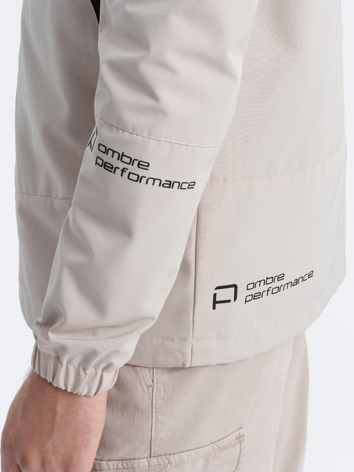 Men's transitional jacket with hood - brown V2 OM-JANP-0191