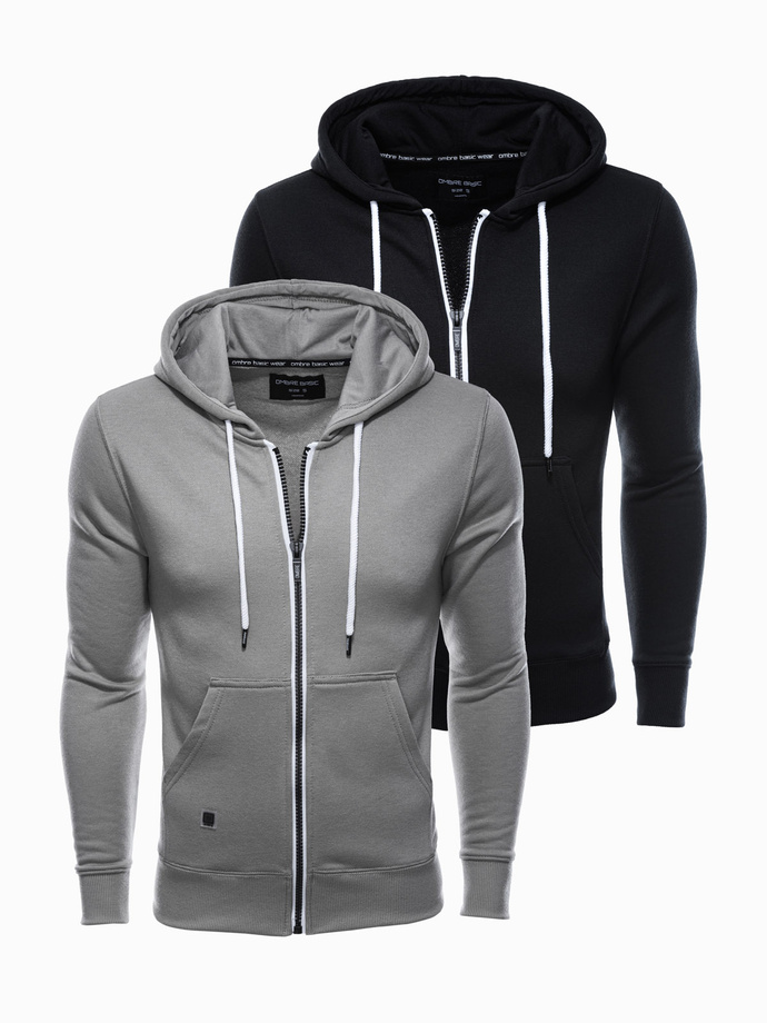 BASIC 2-pack men's unbuttoned hoodie set - mix V2 Z33