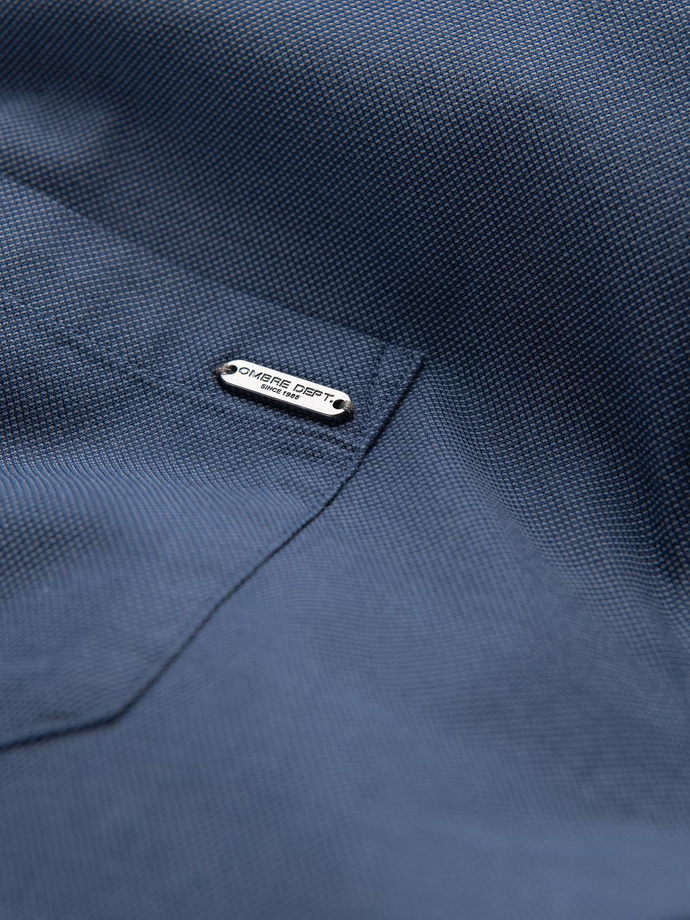 Bawełniana męska koszula z kieszenią REGULAR FIT - niebieska V3 OM-SHCS-0147