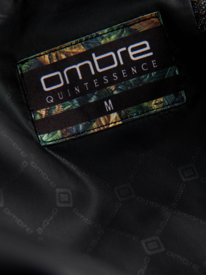 Stylowa żakardowa marynarka męska w delikatne prążki - grafitowa V1 OM-BLZB-0113