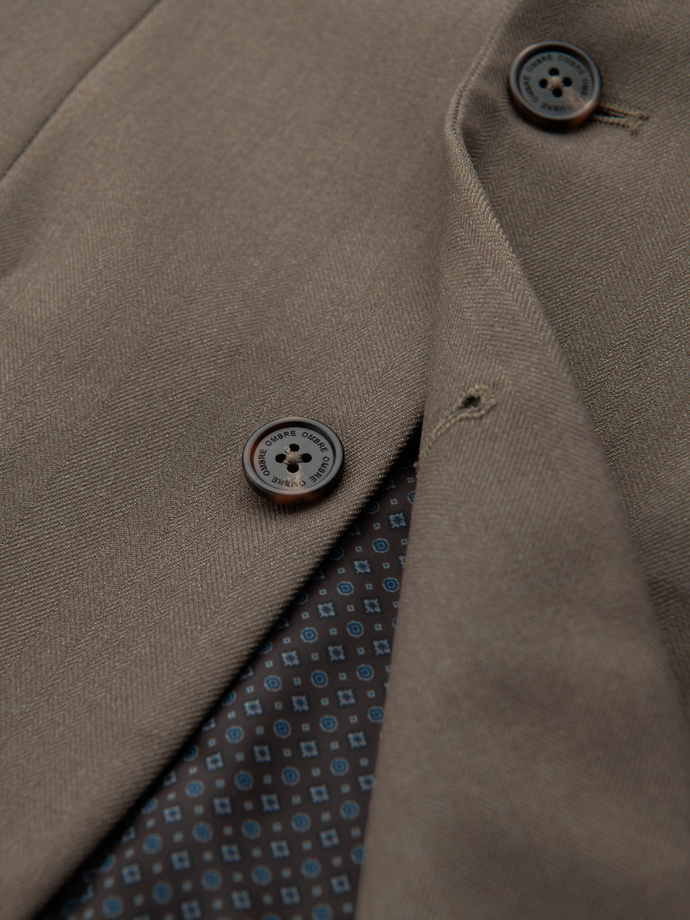 Men's elegant SLIM FIT jacket with rayon - olive V5 OM-BLZB-0135