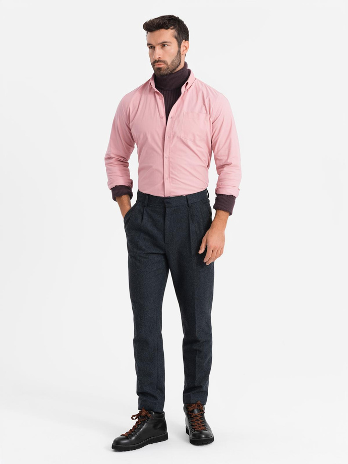 Men's REGULAR FIT cotton shirt with pocket - pink V3 OM-SHOS-0153