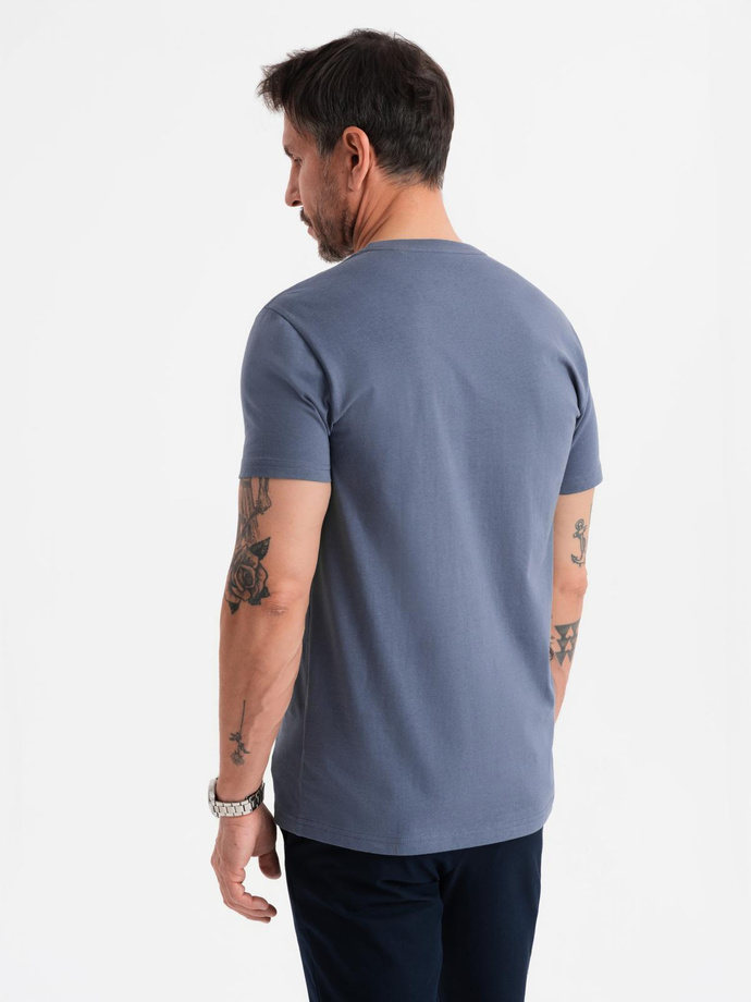 T-shirt męski klasyczny bawełniany BASIC - niebieski denim V7 OM-TSBS-0236
