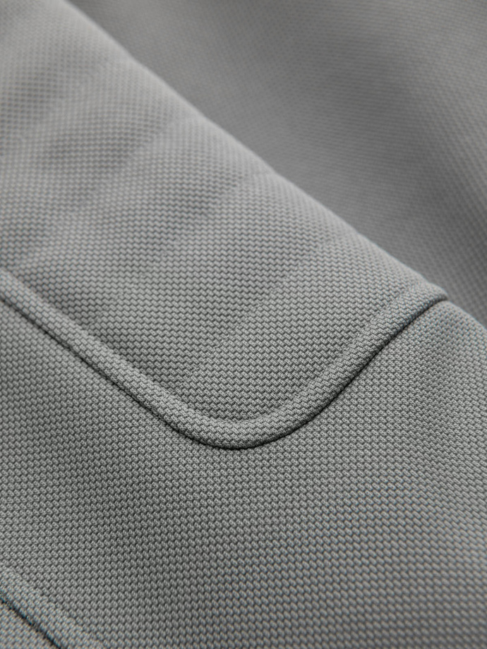 Męska kurtka typu biker z kieszeniami i stójką – szara V3 OM-JALP-0157