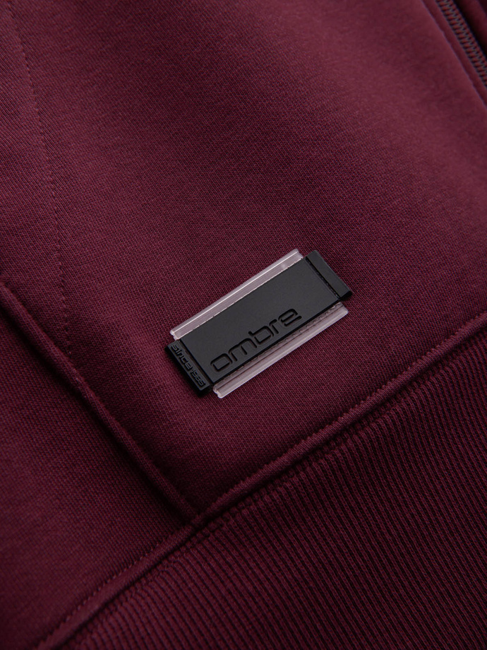 Unzipped cotton men's BASIC sweatshirt - maroon V3 OM-SSBZ-0160