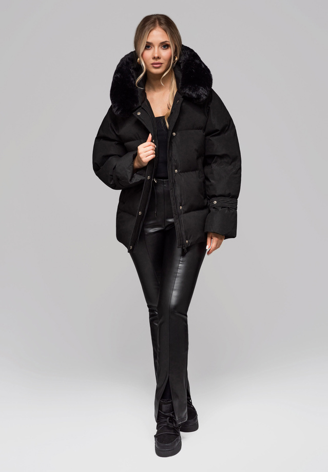 Women's insulated jacket with fur OW-JAHP-0105 v1 - black