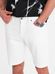 Men's denim shorts with a classic cut - white V1 OM-SRDS-0171