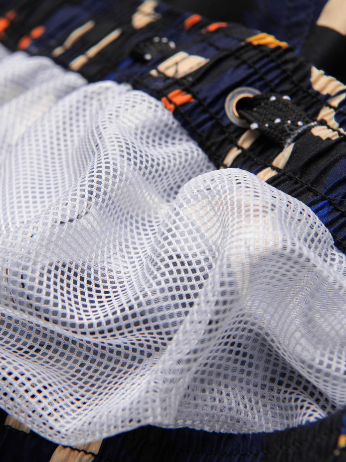 Men's swim shorts in toucans - black and navy blue V1 OM-SRBS-0140