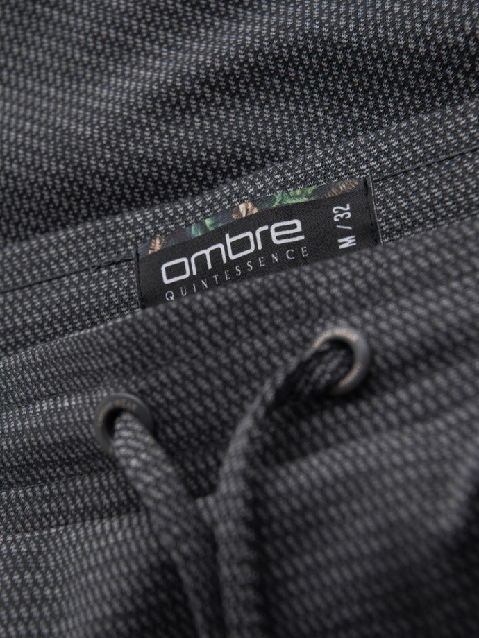 Męskie krótkie spodenki na gumce ze strukturalnej dzianiny – grafitowe V3 OM-SRCS-0177