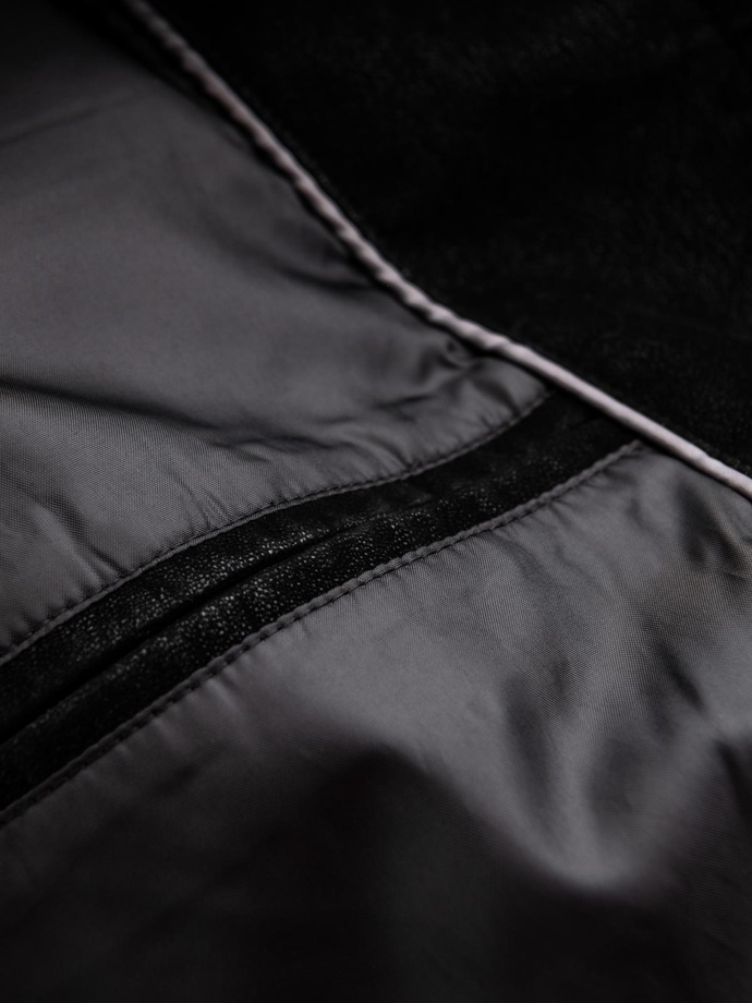 Kurtka męska biker ze stójką w stylu retro – czarna V2 OM-JAFL-0197